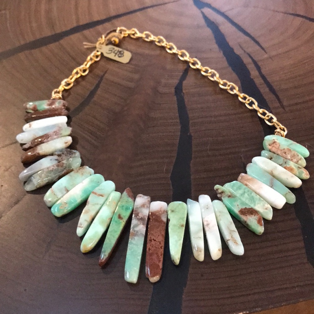 Piano jade stone handmade necklace.